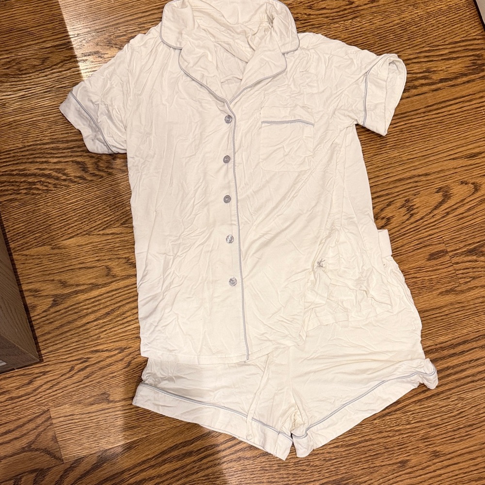 Cozy earth  Short Pajama Set with Contrast Piping